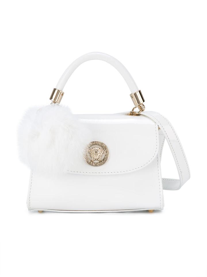 Young Versace Pom Pom Charm Shoulder Bag, Girl's, White