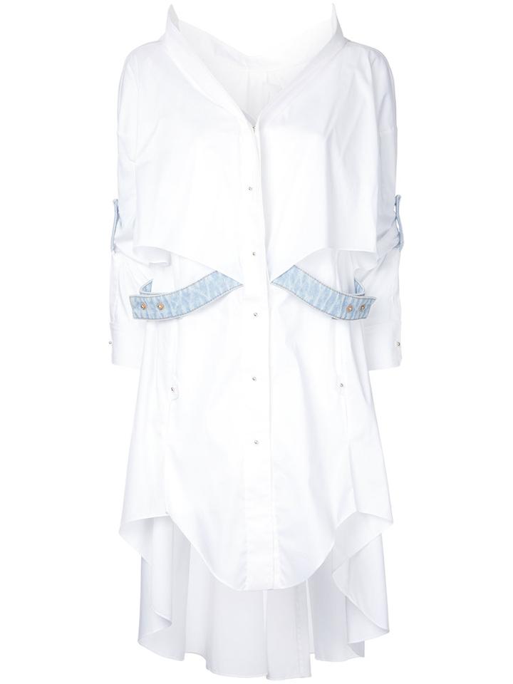 Esteban Cortazar Strap Detail Shirt Dress, Women's, Size: 38, White, Cotton/polyamide/spandex/elastane