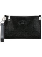 Versace - Palazzo Medusa Wristlet Studded Clutch - Women - Leather/crystal - One Size, Black, Leather/crystal