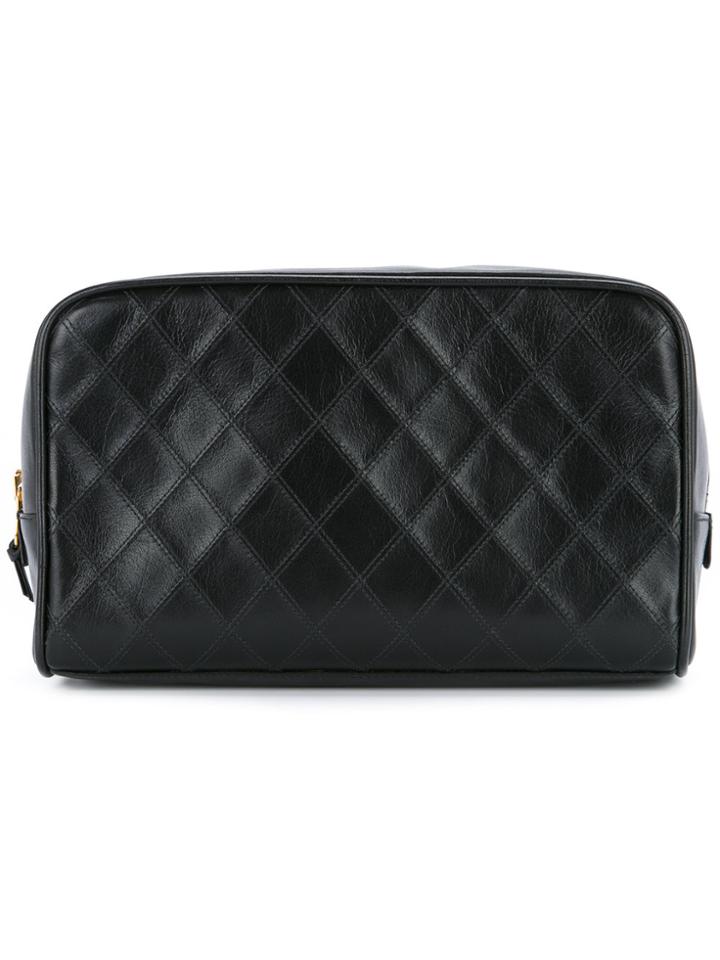 Chanel Vintage Cosmos Line Quilted Cc Cosmetics Pouch - Black