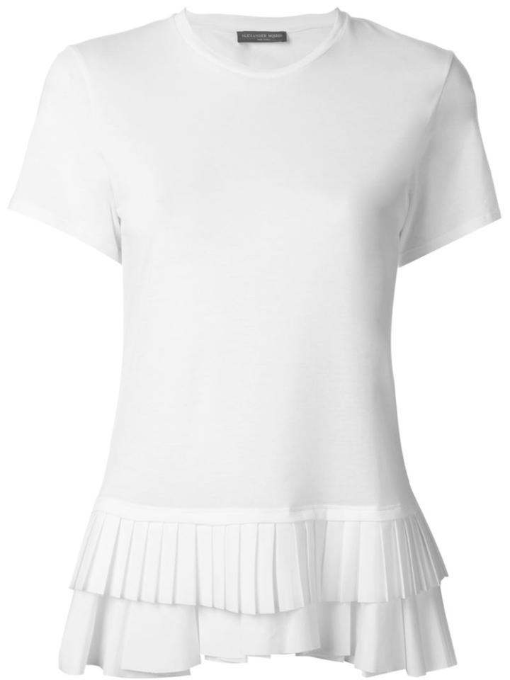 Alexander Mcqueen Pleated Hem T-shirt, Women's, Size: 40, White, Cotton/polyester