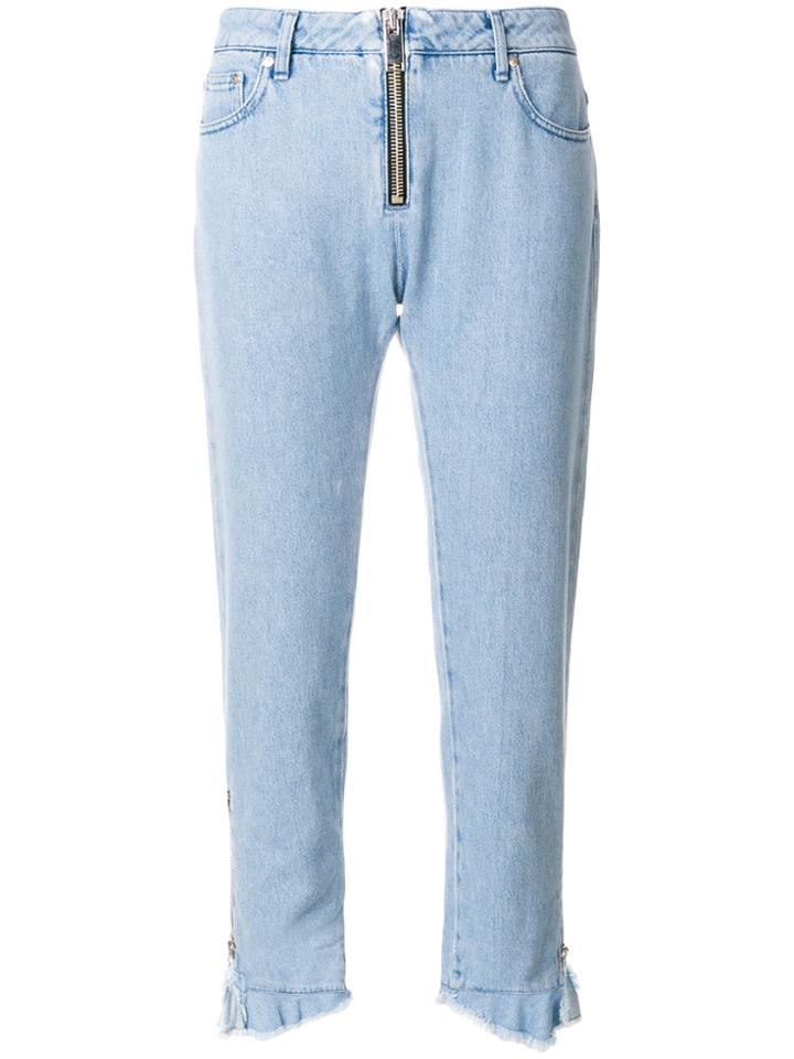 Msgm High Waist Cropped Jeans - Blue