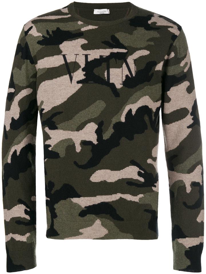 Valentino Vltn Camouflage Sweater - Green