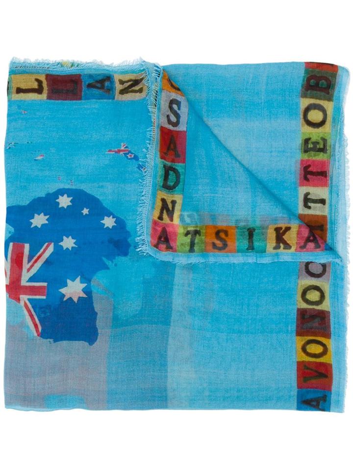 Monica Sarti Woven Letter Scarf - Blue