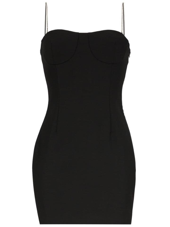 Area Embellished Strap Mini Dress - Black