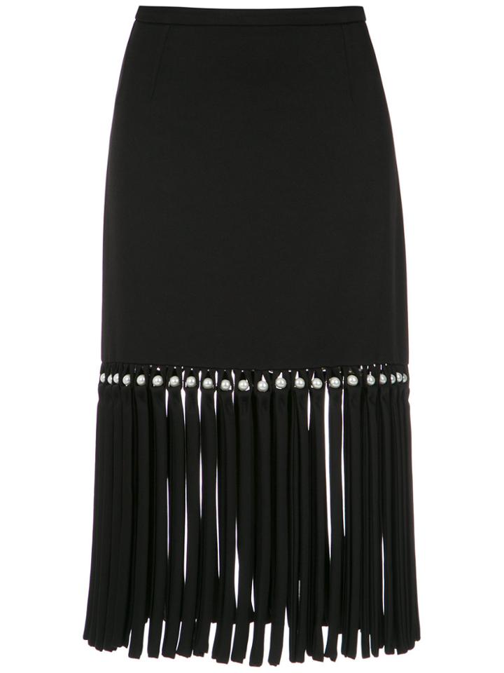 Reinaldo Lourenço Fringed Midi Skirt - Black