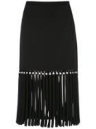 Reinaldo Lourenço Fringed Midi Skirt - Black