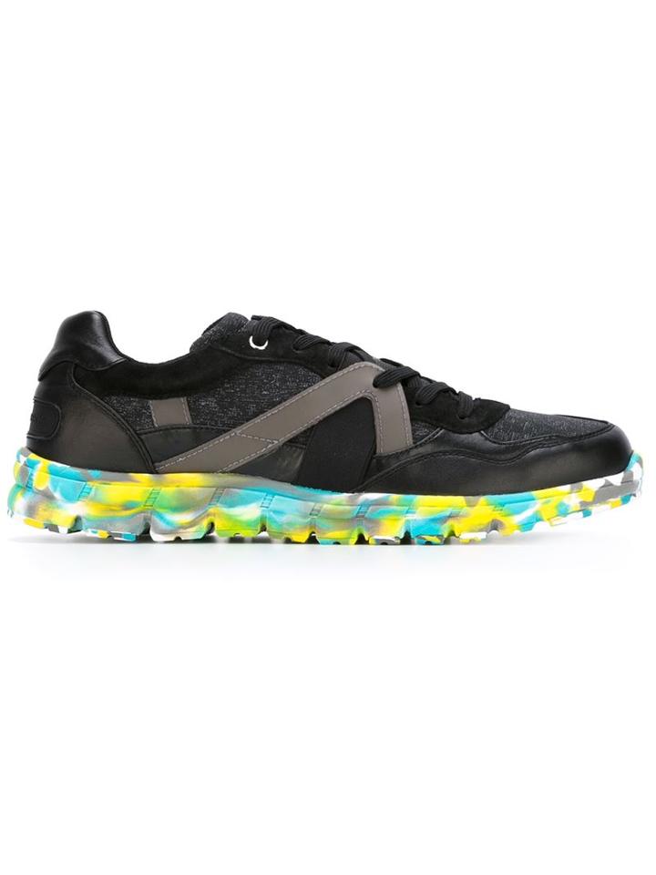 Dolce & Gabbana Panelled Sneakers, Men's, Size: 44, Black, Rubber/cotton/leather