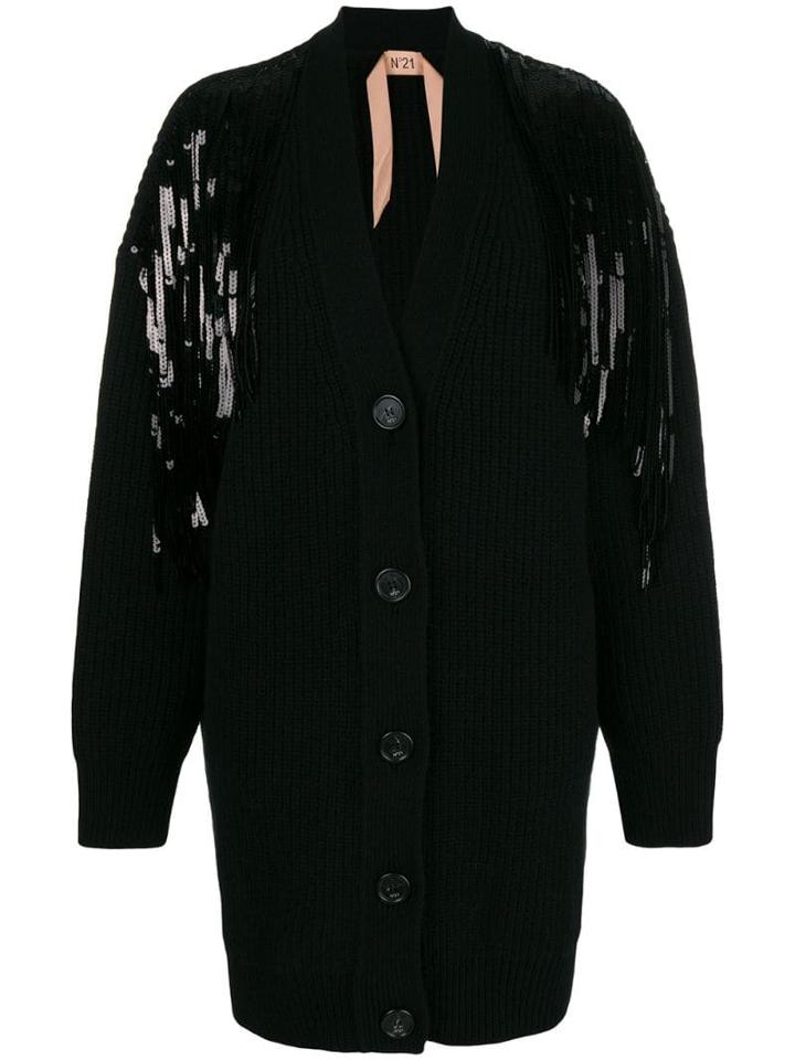 Nº21 Sequin Midi Cardigan - Black