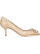 Dolce & Gabbana Bellucci Pumps, Women's, Size: 36, Nude/neutrals, Cotton/polyamide/silk/leather