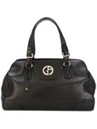 Giorgio Armani Vintage Logo Plaque Tote - Black