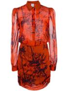 Sara Roka Thalie Leaf Print Dress - Orange