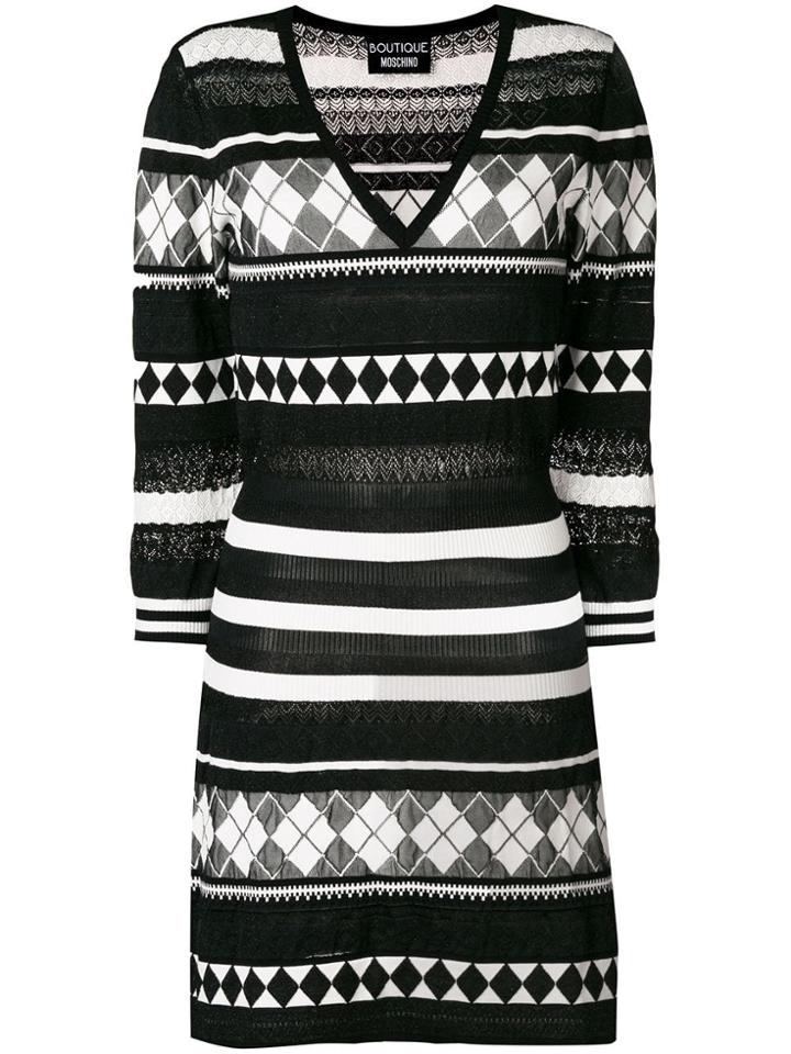 Boutique Moschino Diamond Pattern Dress - Black