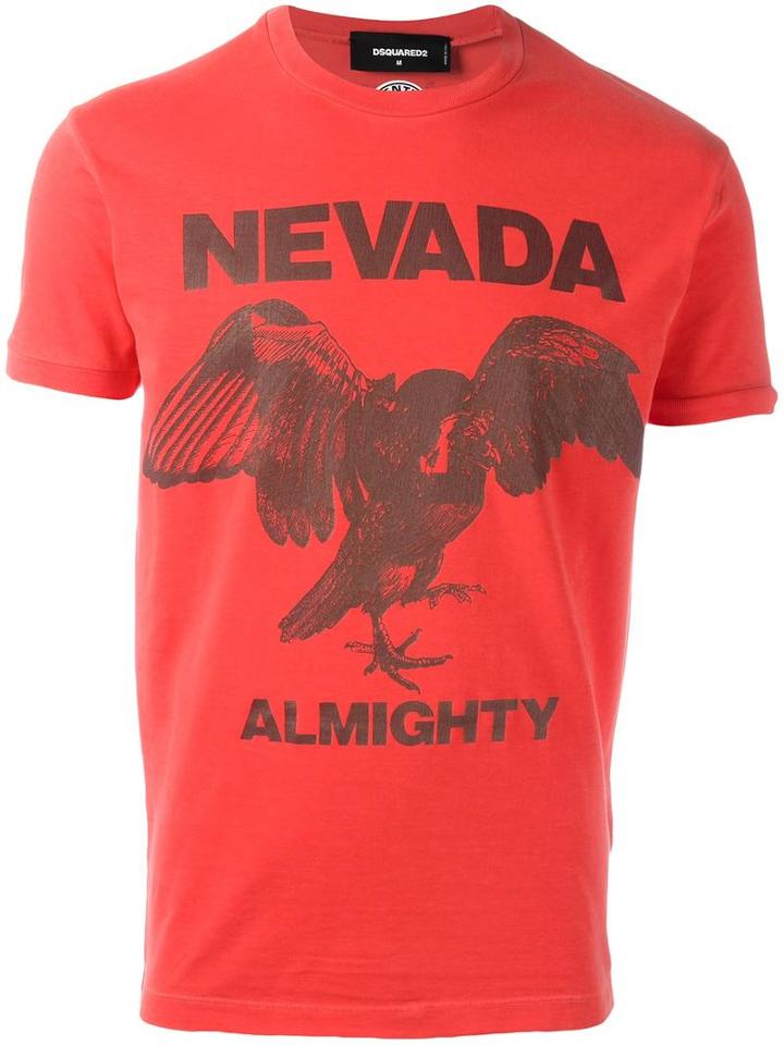Nevada Almighty Eagle T-shirt, Men's, Size: Medium, Red, Cotton, Dsquared2