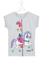 Moschino Kids Carousel Print T-shirt Dress, Girl's, Size: 6 Yrs, Grey