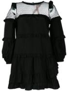 No21 - Sheer Ruffled Shift Dress - Women - Cotton/polyester - 42, Black, Cotton/polyester