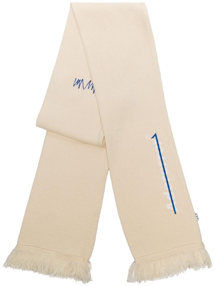 Ader Error Embroidered Wool Scarf - Neutrals