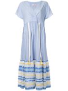 Lemlem - Striped V-neck Midi Dress - Women - Cotton/tencel - M, Blue, Cotton/tencel