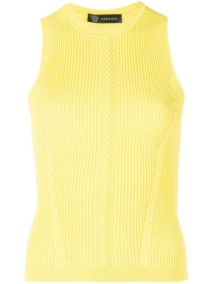 Versace Ribbed Knit Top - Yellow & Orange