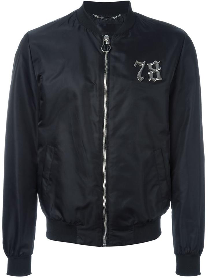 Philipp Plein Seventy-eight Bomber Jacket, Men's, Size: M, Black, Polyamide