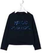 Miss Blumarine Sequinned Logo Sweatshirt, Girl's, Size: 12 Yrs, Blue