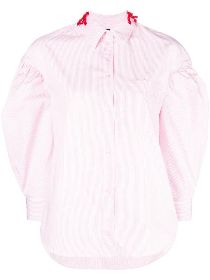 Simone Rocha Bow-embellished Striped Shirt - Pink & Purple