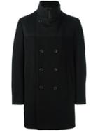 Armani Collezioni Notched Lapel Boxy Coat, Men's, Size: 52, Black, Polyester/cashmere/virgin Wool