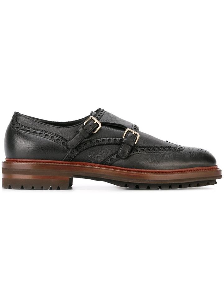 Santoni Brogue Detail Monk Shoes