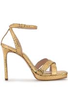 Schutz Metallic Snakeskin Effect Sandals - Gold