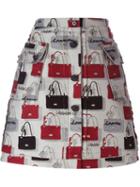 Lanvin Bag Jacquard A-line Skirt, Women's, Size: 40, Nude/neutrals, Cotton/polyester/polyamide/silk