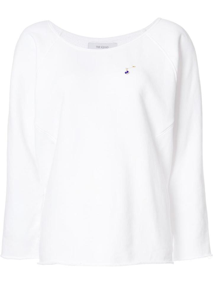 The Squad Safety Pin Detail Sweatshirt, Women's, Size: Medium, White, Cotton