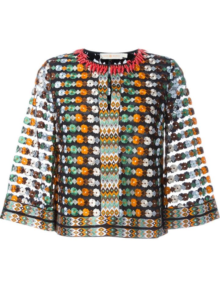 Tory Burch Embroidered Floral Blouse - Multicolour