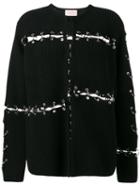 Christopher Kane - Ring Embellished Ribbed Cardigan - Women - Wool/brass - S, Black, Wool/brass