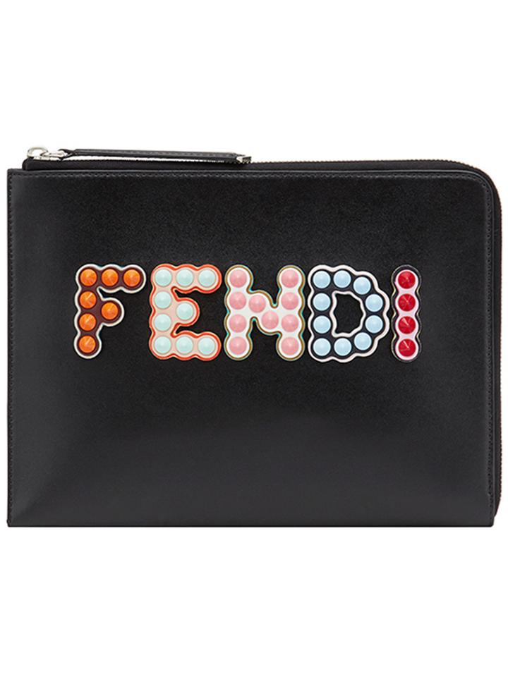 Fendi Logo Clutch - Black