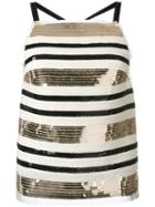 Aviù - Striped Sequined Top - Women - Polyamide/silk/spandex/elastane - 44, White, Polyamide/silk/spandex/elastane