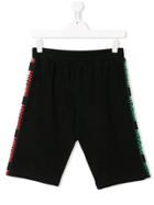 Moschino Kids Teen Italian Logo Trim Track Shorts - Black