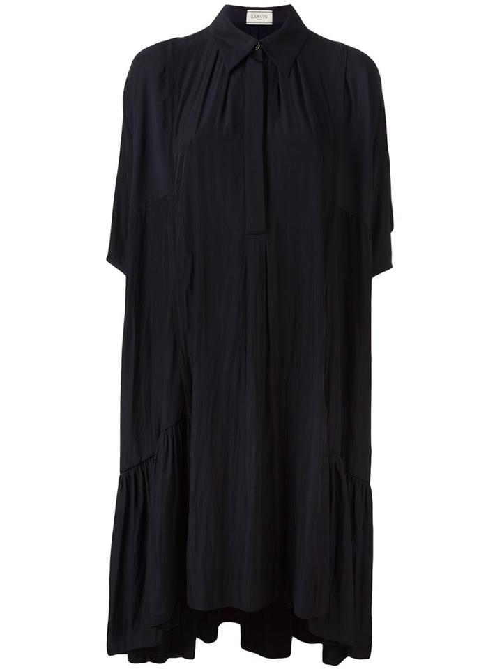 Lanvin Frilled Hem Shirt Dress, Women's, Size: 36, Blue, Polyester