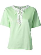 Céline Vintage Lace Up Placket T-shirt, Women's, Size: 40, Green