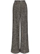 Dolce & Gabbana Houndstooth Wide-leg Trousers - Black