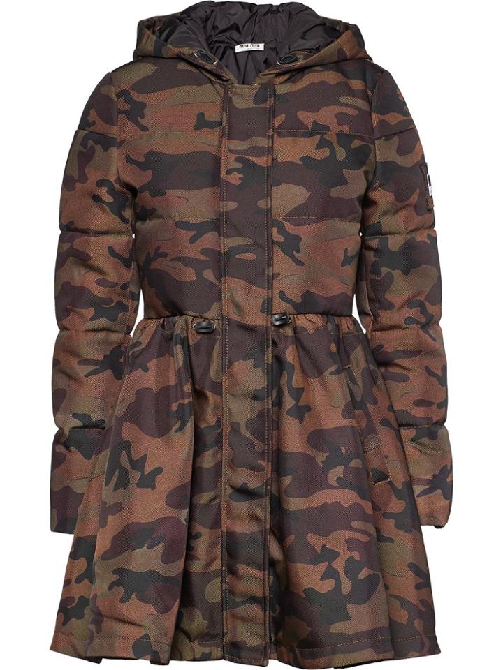 Miu Miu Printed Panama Coat - Green