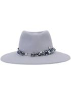Maison Michel Pierre Fedora Hat, Women's, Size: Medium, Grey, Rabbit Felt