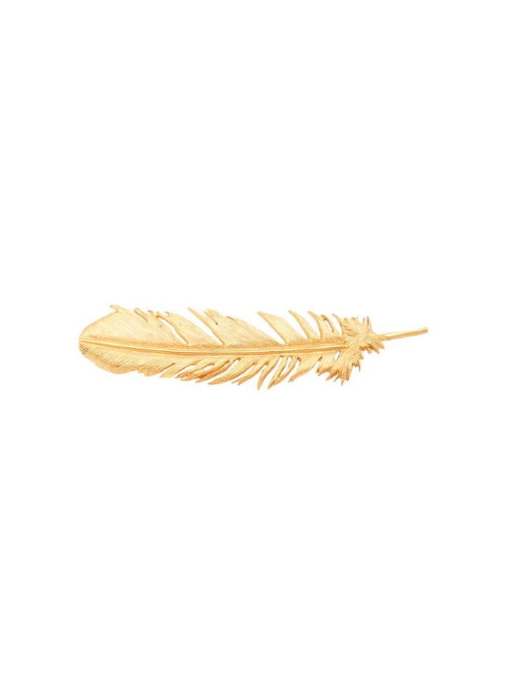 Oscar De La Renta Feather Brooch - Gold