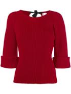 Red Valentino Boat Neck Ribbed Sweater