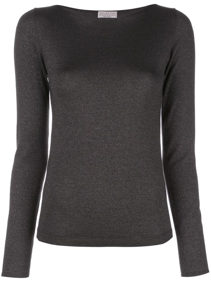 Brunello Cucinelli Metallic Knitted Top - Grey