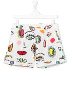 Moschino Kids Face Print Shorts, Girl's, Size: 14 Yrs, White
