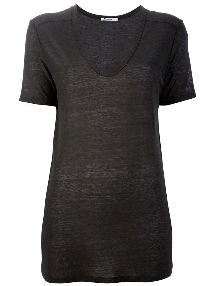 T By Alexander Wang Scoop Neck T-shirt, Women's, Size: Small, Brown, Silk/rayon