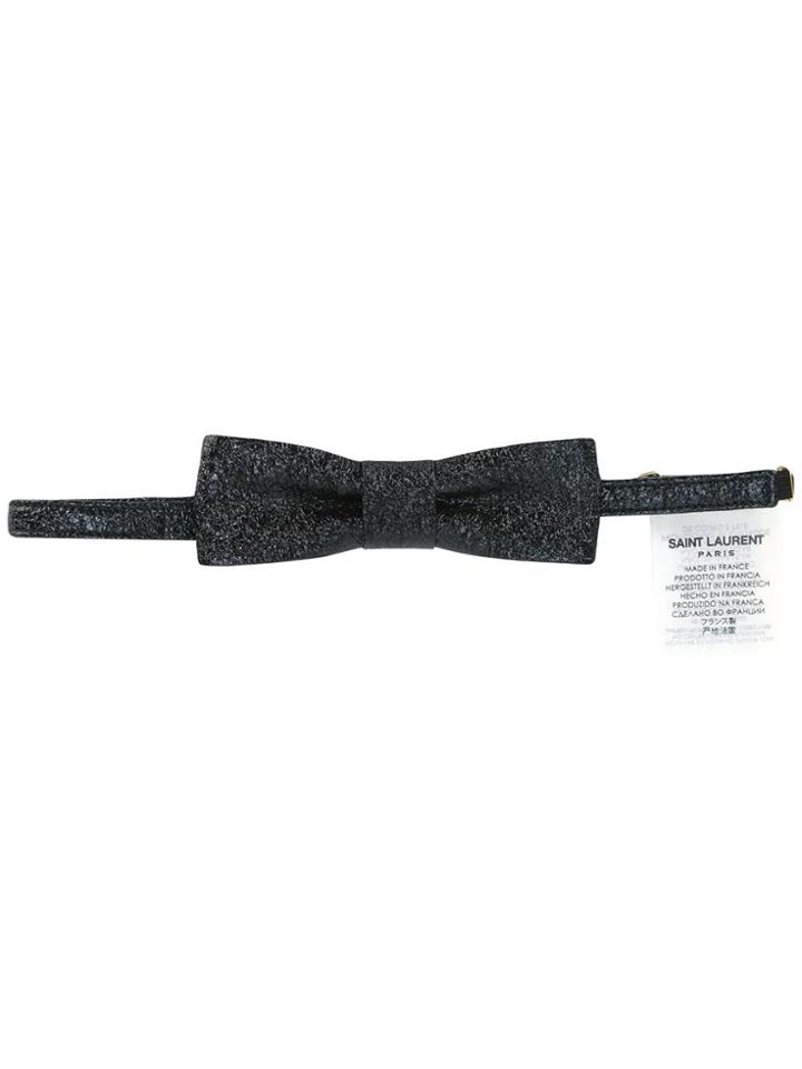 Saint Laurent Leather Bow Tie - Black