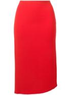 Poiret Asymmetric Hem Midi Skirt - Red