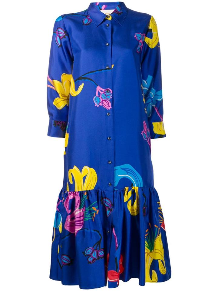 La Doublej Printed Shirt Dress - Blue
