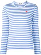 Comme Des Garçons Play Mini Heart Logo Striped T-shirt - Blue